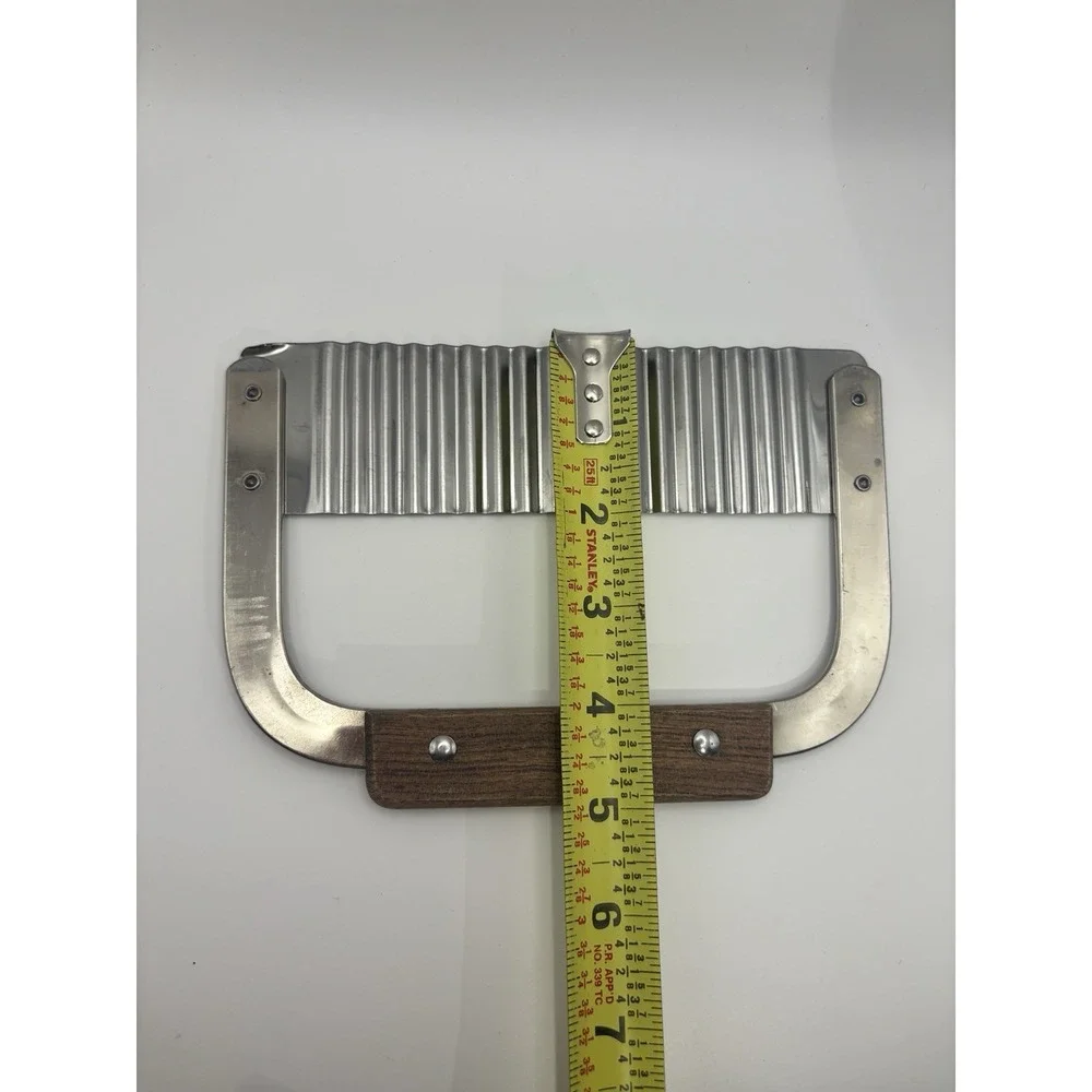 Vintage Crinkle Cutter Wavy Edge Slicer Vegetable Chopper Wood Handle Stainless